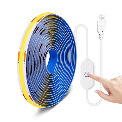 5V USB LED Light Strip COB LED Strip Lights for TV Under Cabinet-Warm