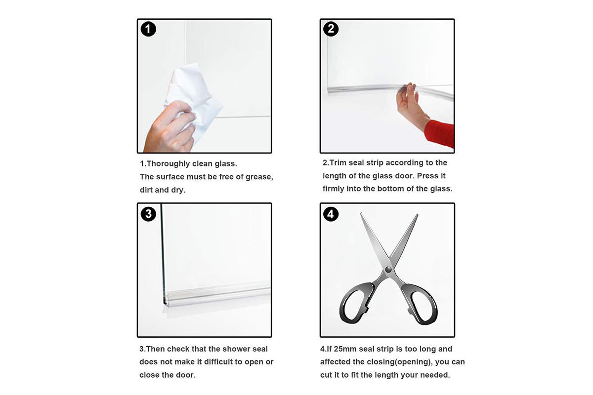 Shower Frameless Glass Door Seal Strip 60cm