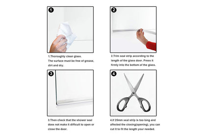 Shower Frameless Glass Door Seal Strip 60cm