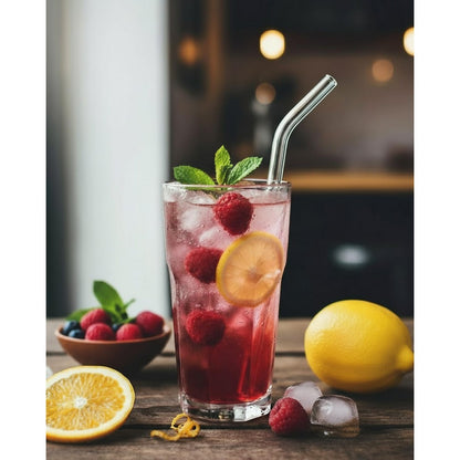 16Pcs Glass Straws Reusable Clear Glass Drinking Straws Set for Smoothies Juice