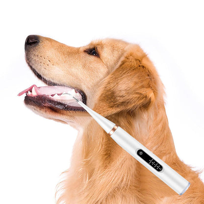 5-Mode Dog Teeth Cleaning Kit Ultrasonic Plaque and Tartar Remover with Light Pet Teeth Cleaner White