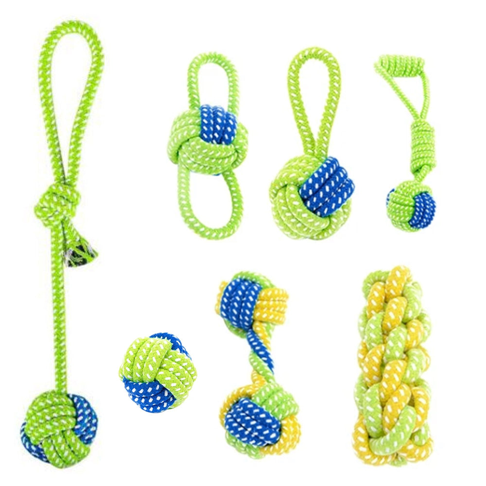 7Pcs Dog Rope Chew Toys ¨C Durable Knot Balls for Puppies Training and Teething