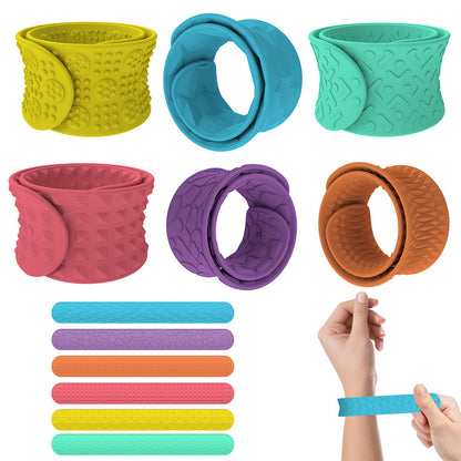 6Pcs Sensory Silicone Snap Bracelets Textured Fidget Toys for Kids and Teens