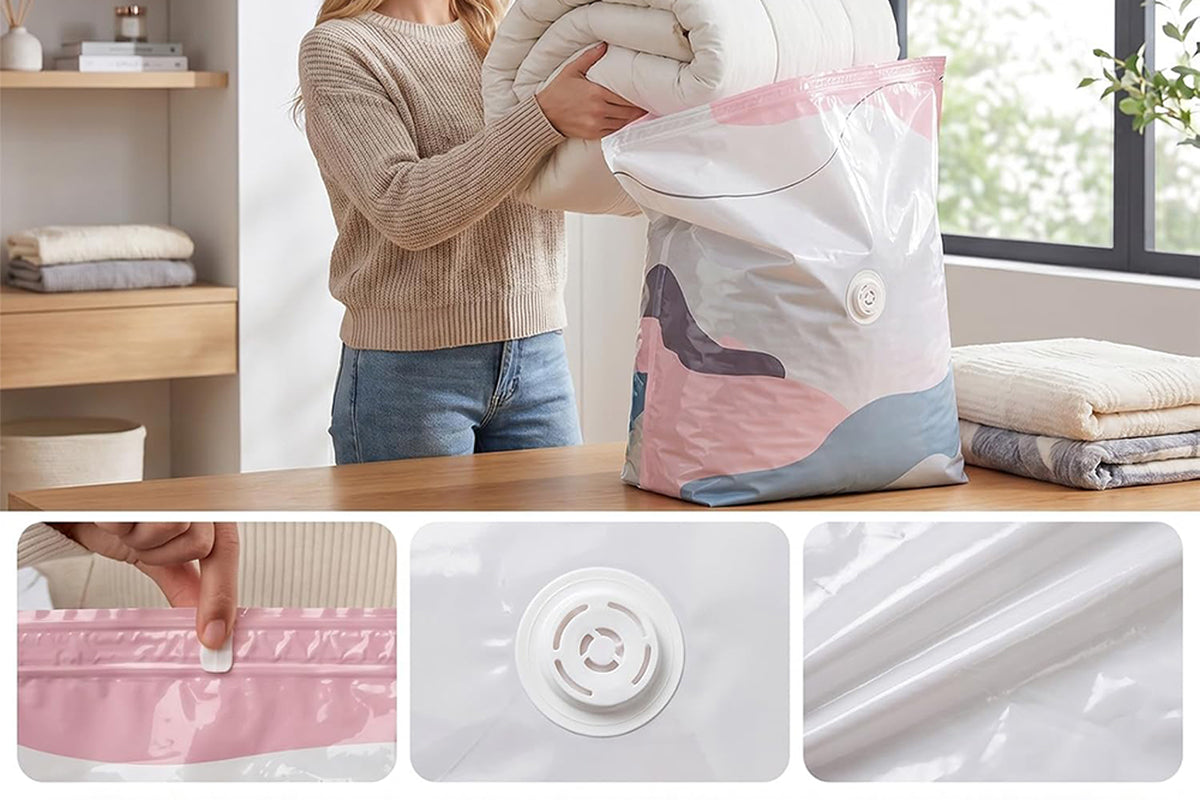 4Pcs Self Sealing No Vacuum Compression Bags