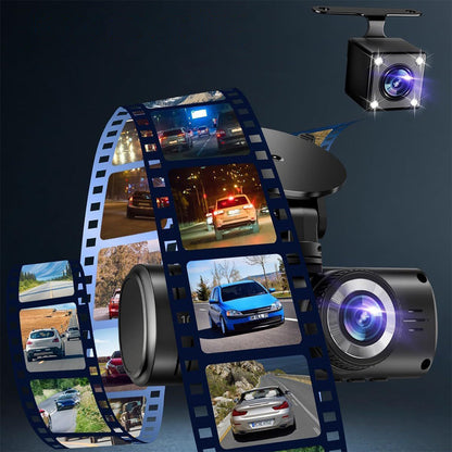 1080P 3- Channel Dash Cam Front and Rear Inside Dash Camera for Cars Loop Recording with 32GB TF Card