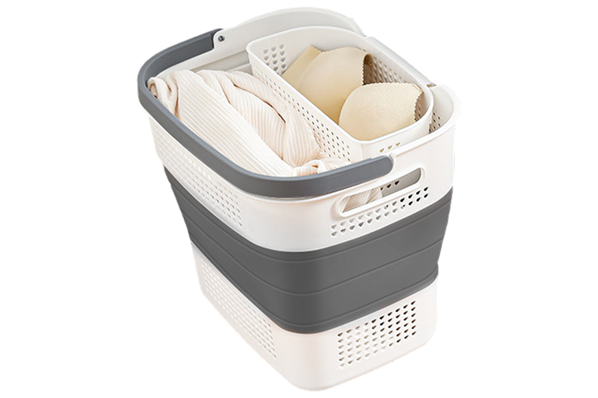 35L Collapsible Laundry Basket Clothes Hamper Washing Cleaning Organizer Bin-Dark Grey