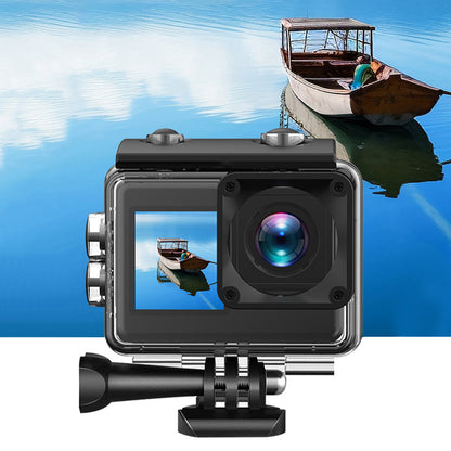 5K 30FPS Action Camera with Waterproof Case Dual Screens and EIS Stabilization