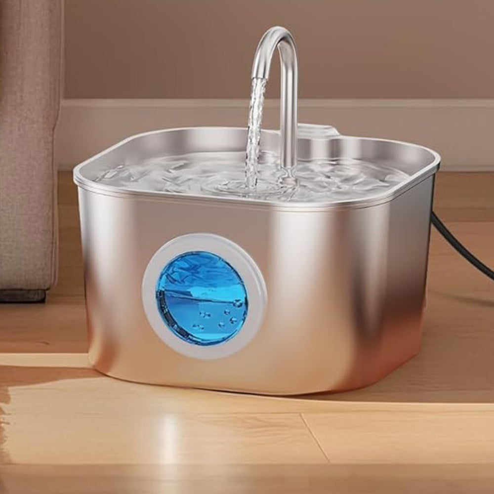 USB 2.2L Stainless Steel Pet Water Fountain for Cats and Small Dogs Style 1