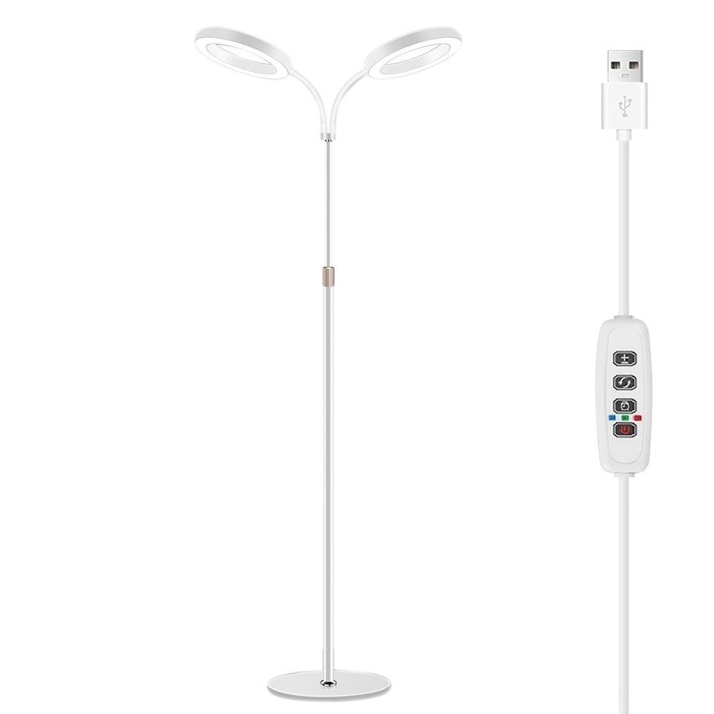 Dual Head Multi Color LED Plant Lamp with Stand-White
