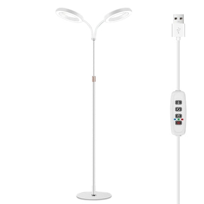 Dual Head Multi Color LED Plant Lamp with Stand-White