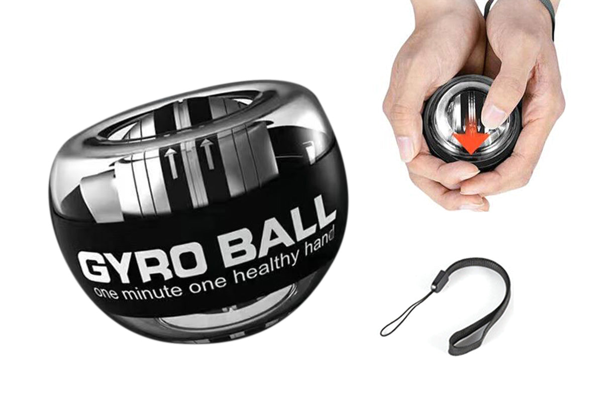6 Color LED Gyroscope Wrist Exercise Ball Strength Trainer Muscle Training-Black
