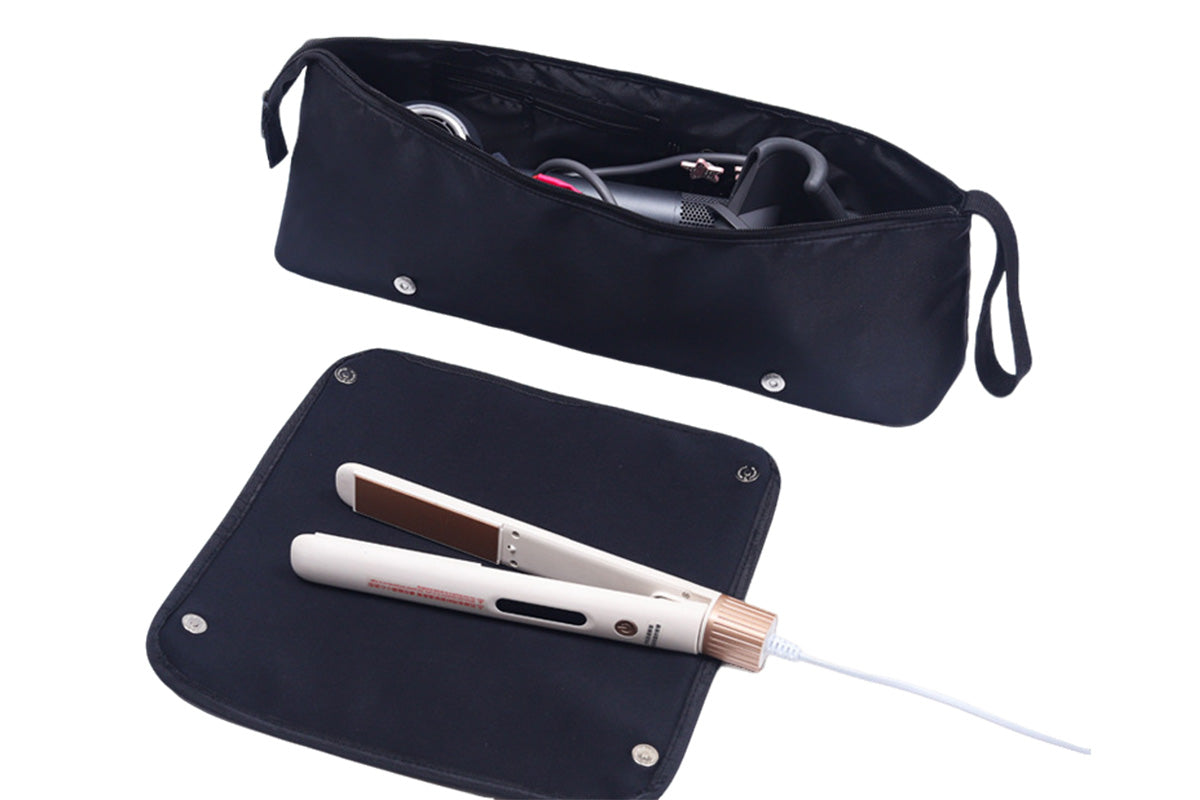 2Pcs Hot Hair Tools Travel Bag with Removable Heat Resistant Mat for Curling Iron