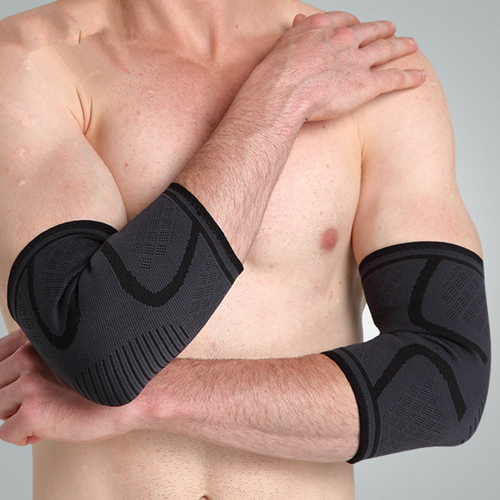 Pair of Elbow Compression Sleeve Elastic Arm Brace Support Wrap for Sports Black