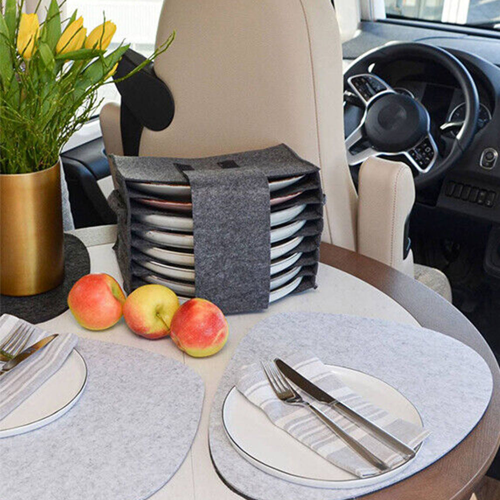 Felt Plate Holder Storage Bag Tableware Organizer for Camping Picnic