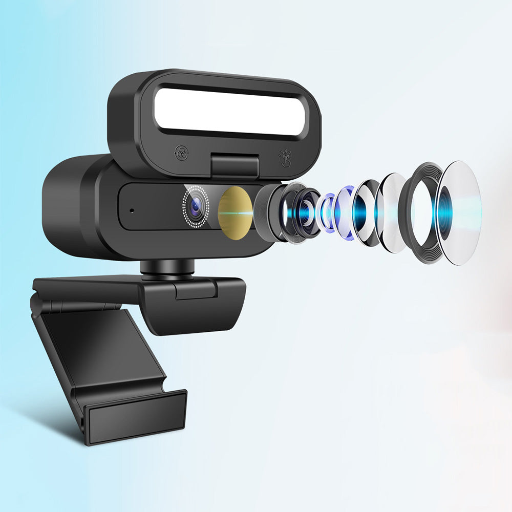 4K Webcam with Built In Mic Fill Light and Privacy Cover Auto Focus for Streaming Video Calls