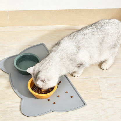 Silicone Pet Feeding Mat with Raised Spill Edge - Grey