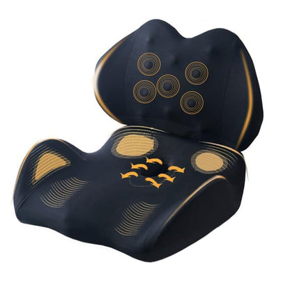 Memory Foam Seat Cushion Lumbar Support Pillow Chair Pad for Office Car-Black