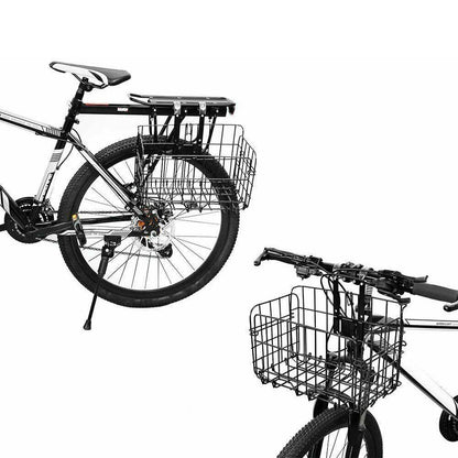 Foldable Bicycle Basket Front & Rear Hanging Storage Rack for Mountain Bike Black