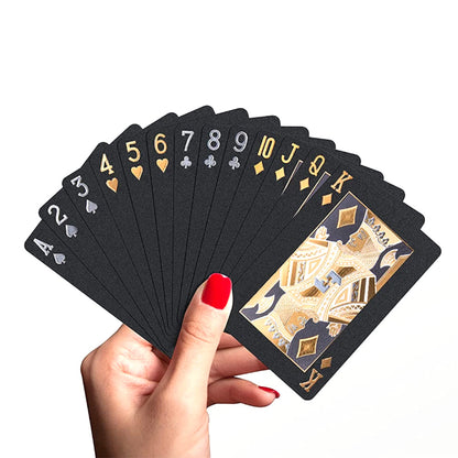 2Pcs Waterproof Playing Cards PVC Plastic Poker Deck Black & Gold Skull Design