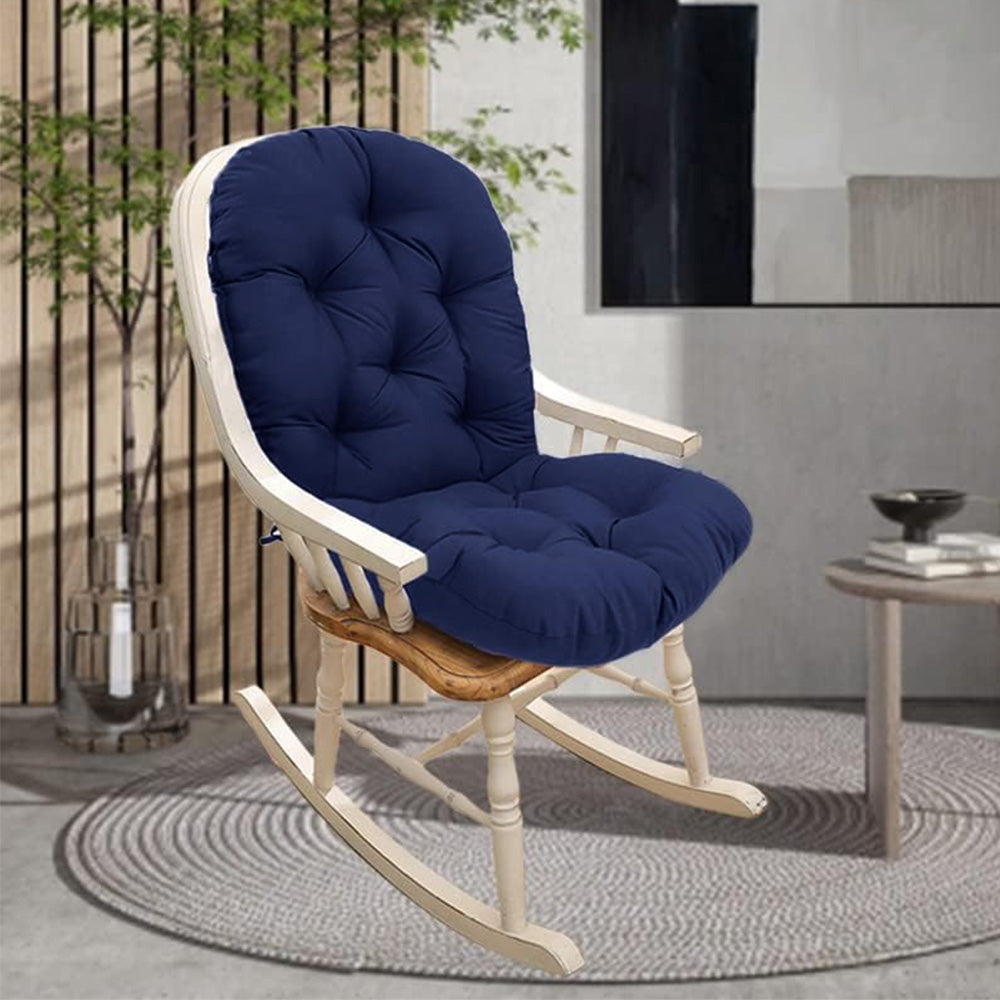 Solid Color Seat Cushion for Swivel Rocker Chair for Home Garden High Back Hammock  Navy