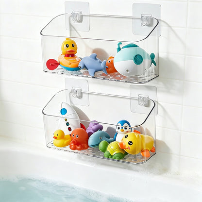 No Drill Bath Storage Wall Mounted Transparent Shower Caddy