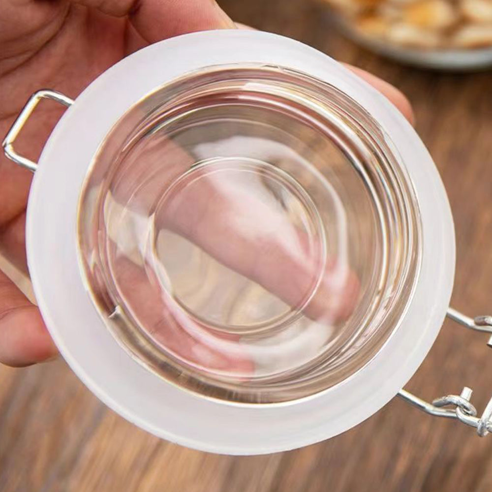 Clear Glass Airtight Storage Jar with Clamp Lid and Silicone Seal