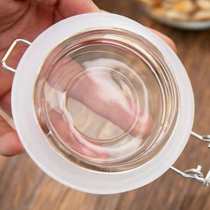 Clear Glass Airtight Storage Jar with Clamp Lid and Silicone Seal