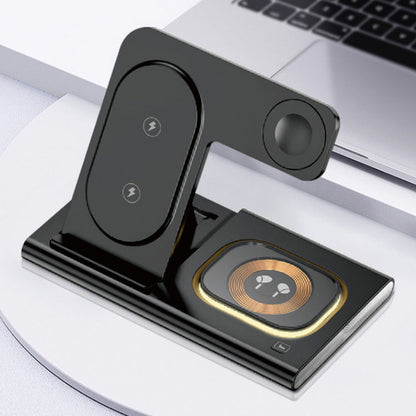 3-in-1 Wireless Charger Station Fast Charging Dock for Samsung Watch Wireless Charging Phone Headphones Black