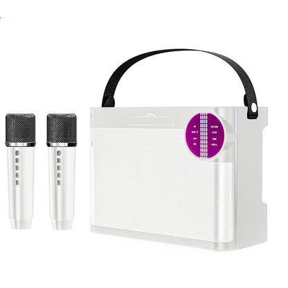 Portable Bluetooth 5.3 Speaker with 2 Wireless Microphones Home Karaoke Speaker Machine White