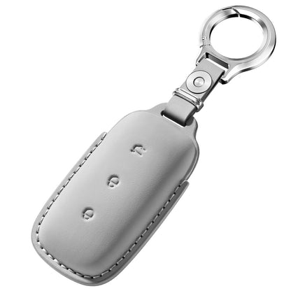 Leather Key Fob Cover Fit for Geely Galaxy E5 EX5 - Grey