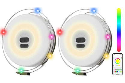 2Pcs Rechargeable Camping String Light 7M 58LED APP Control RGB Tent Fairy Lights for Outdoor Garden Party Yard Hiking