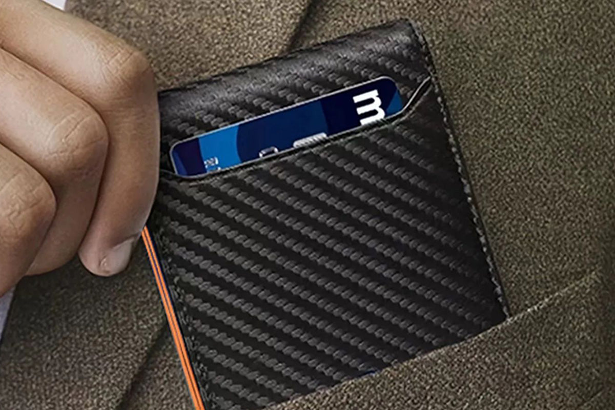 PU Leather Wallet RFID Blocking Front Pocket Bifold Card Holder-Orange