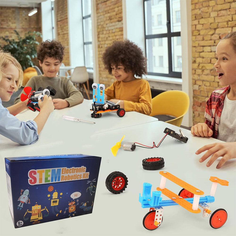 7Pcs Set STEM Toys for Kids Robot Building Science Experiments Toy Electric Motor Engineering Kit
