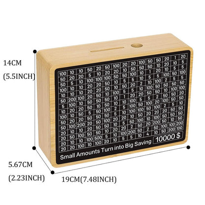 Wooden Money Saving Box Cash Vault Savings Box-Yellow