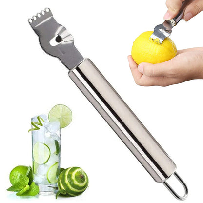 Stainless Steel Citrus Zester Grater Peeler with Channel Knife for Kitchen Silver