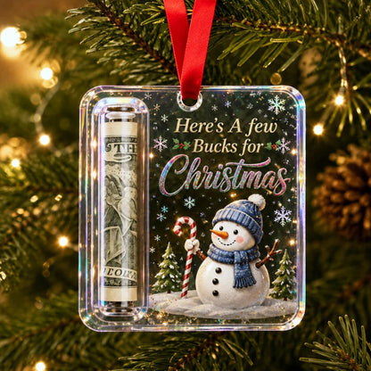 4 Piece Christmas Cash Gift Holder Ornaments with Ribbons