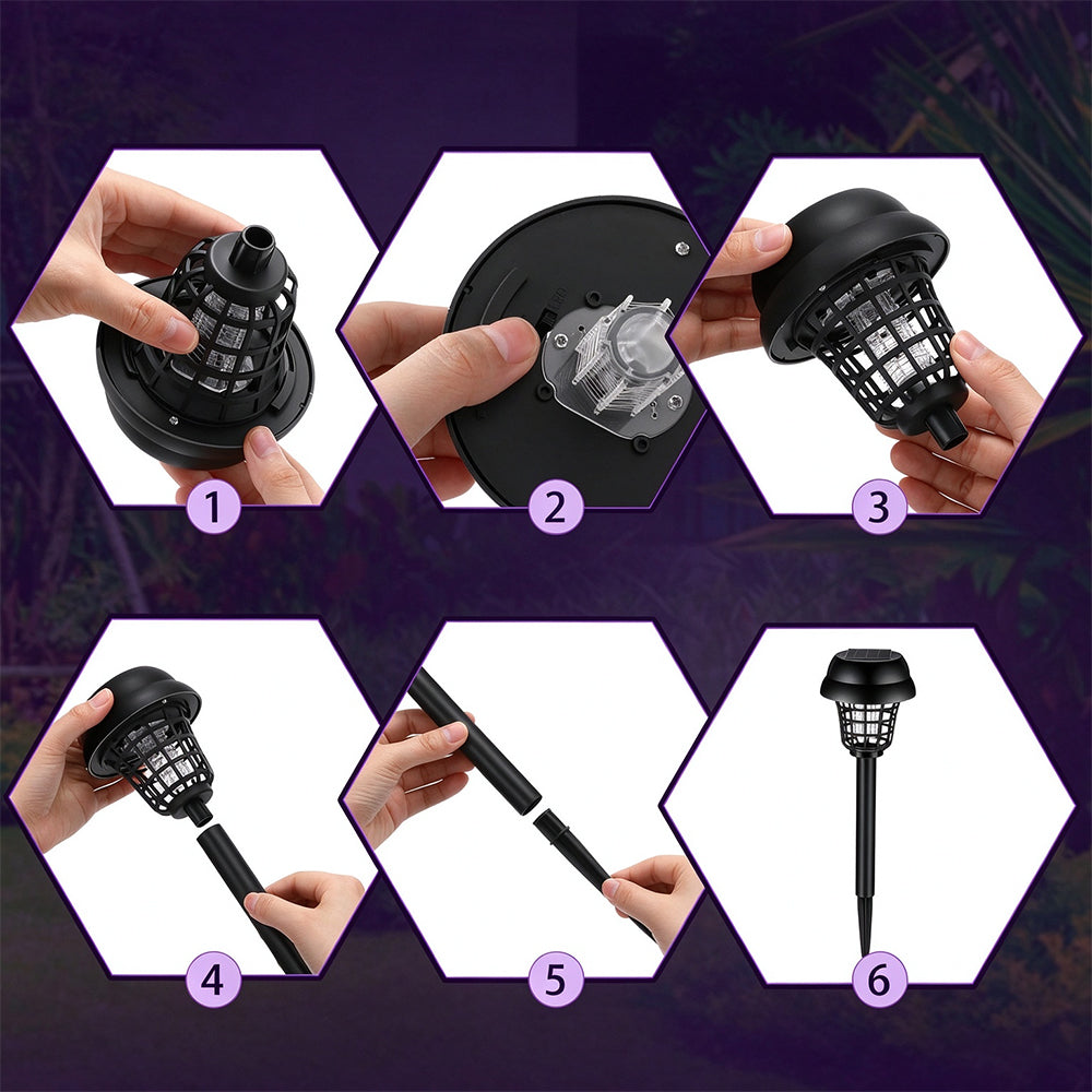 4 Pack Solar Bug Zapper Purple Light Outdoor Bug Zapper