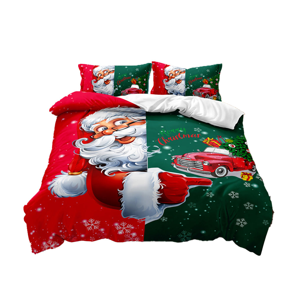 Christmas-Theme Bedding Set Quilt Cover Pillowcases Set Xmas Decor Style 3