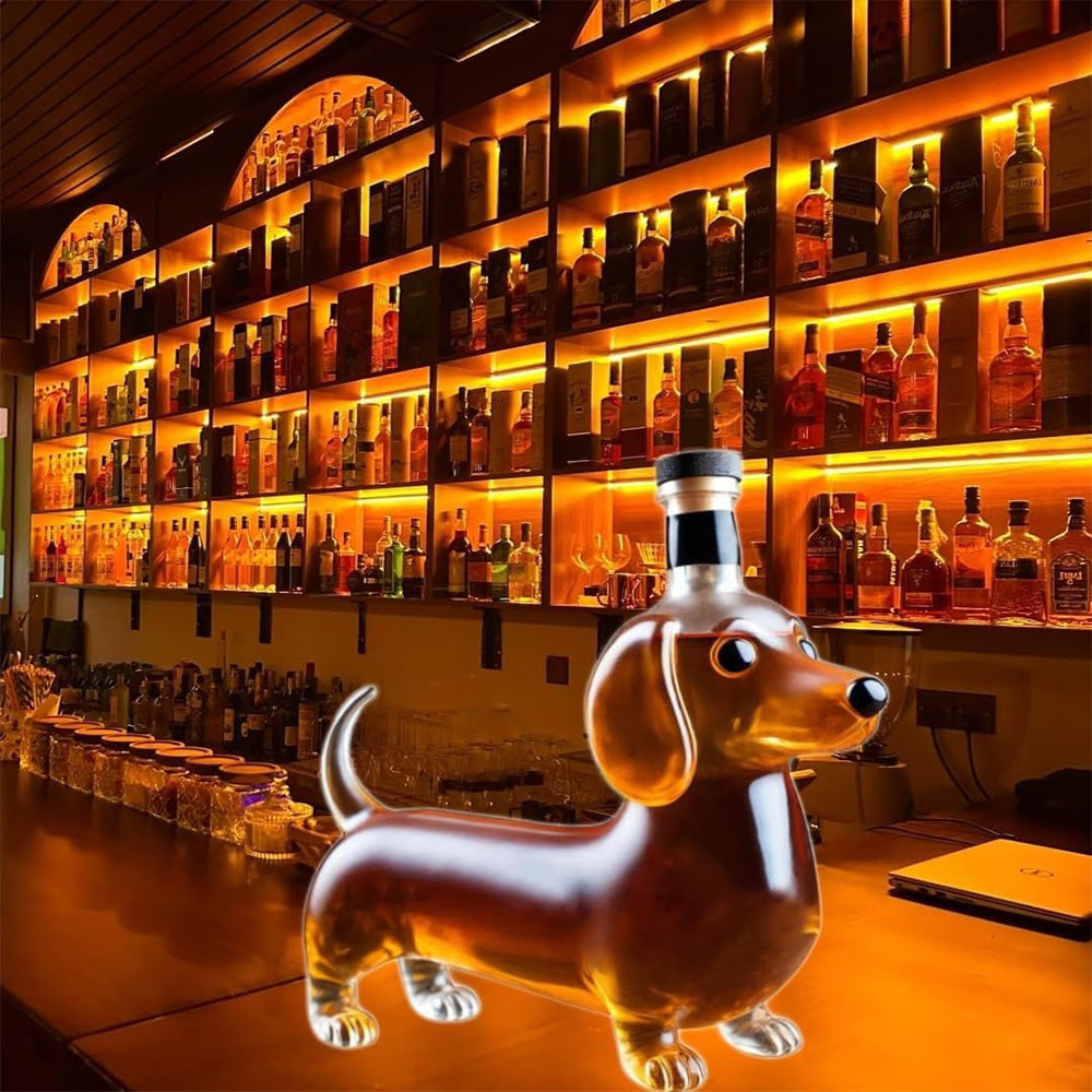Novelty Dachshund Dog Shape Whiskey Bottle Glass Tumbler Wine Container