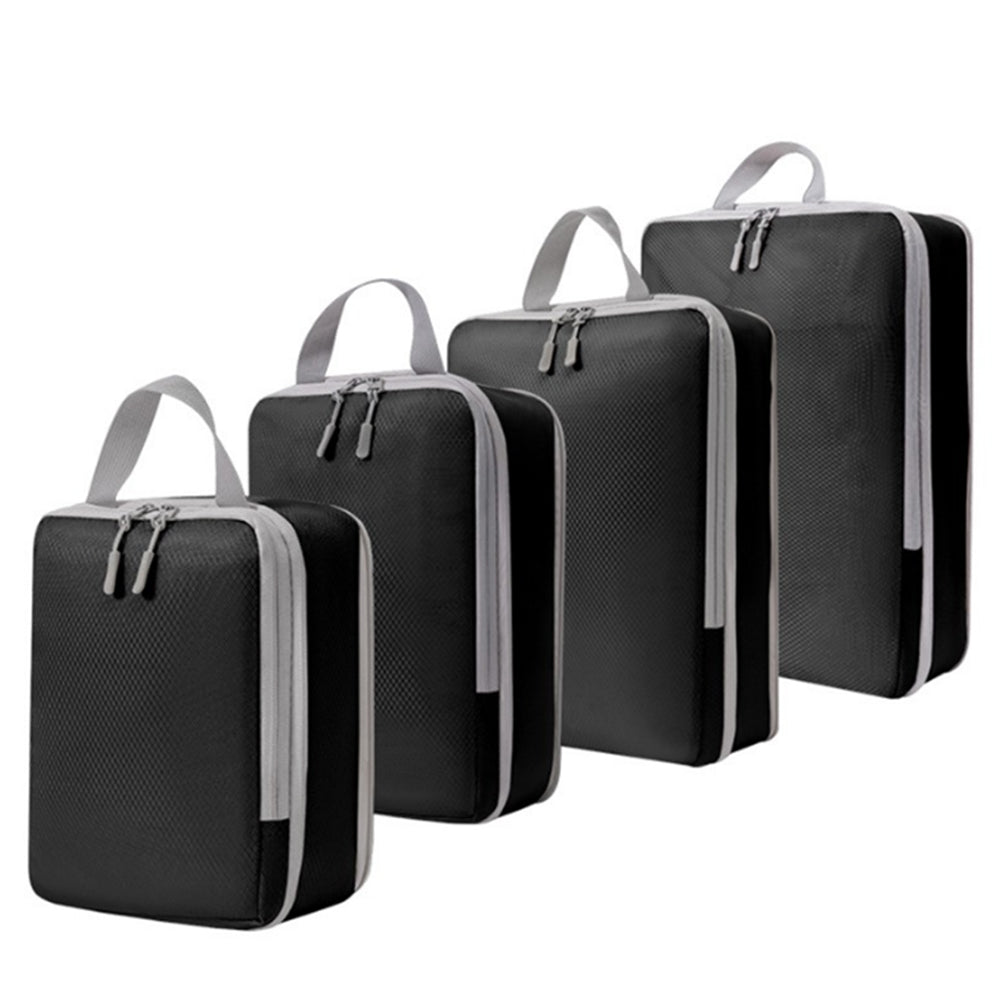 4Pcs Compression Packing Cubes Travel Luggage Storage Bags Organizers Black