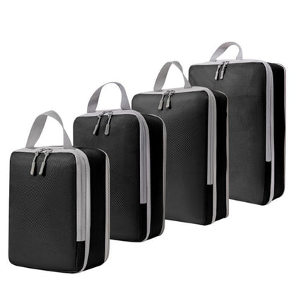 4Pcs Compression Packing Cubes Travel Luggage Storage Bags Organizers Black