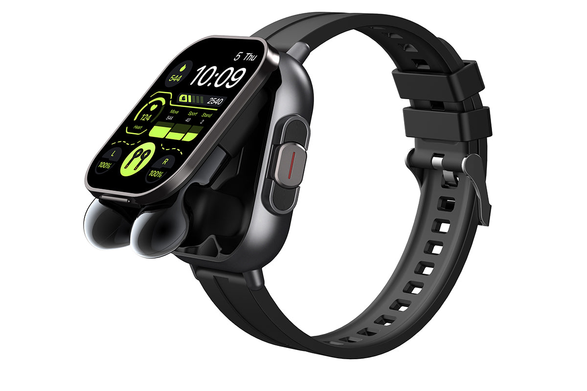 Smart Watch with Earbuds 2 in 1 Smart Call Watch with Bluetooth Headphones 2.01-Inch Heart Rate Sleep Monitoring Fitness Tracker-Black