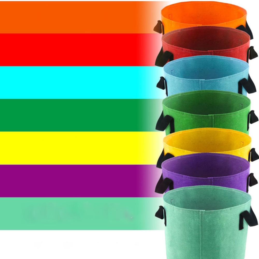 7 Piece Mixed Color Felt Grow Bags