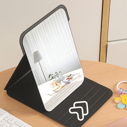 2-Pack Foldable PU Leather Makeup Mirror Medium Portable Travel Vanity Black