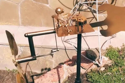 Handmade Drummer Windmill Metal Rock Band Windmill for Yard Lawn Garden Patio Decor -Drum Set Windmill