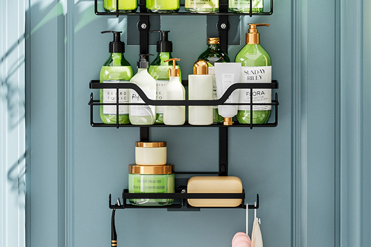 Over The Door Shower Caddy Bathroom Hanging Organizer Shampoo Holder Soap Holder