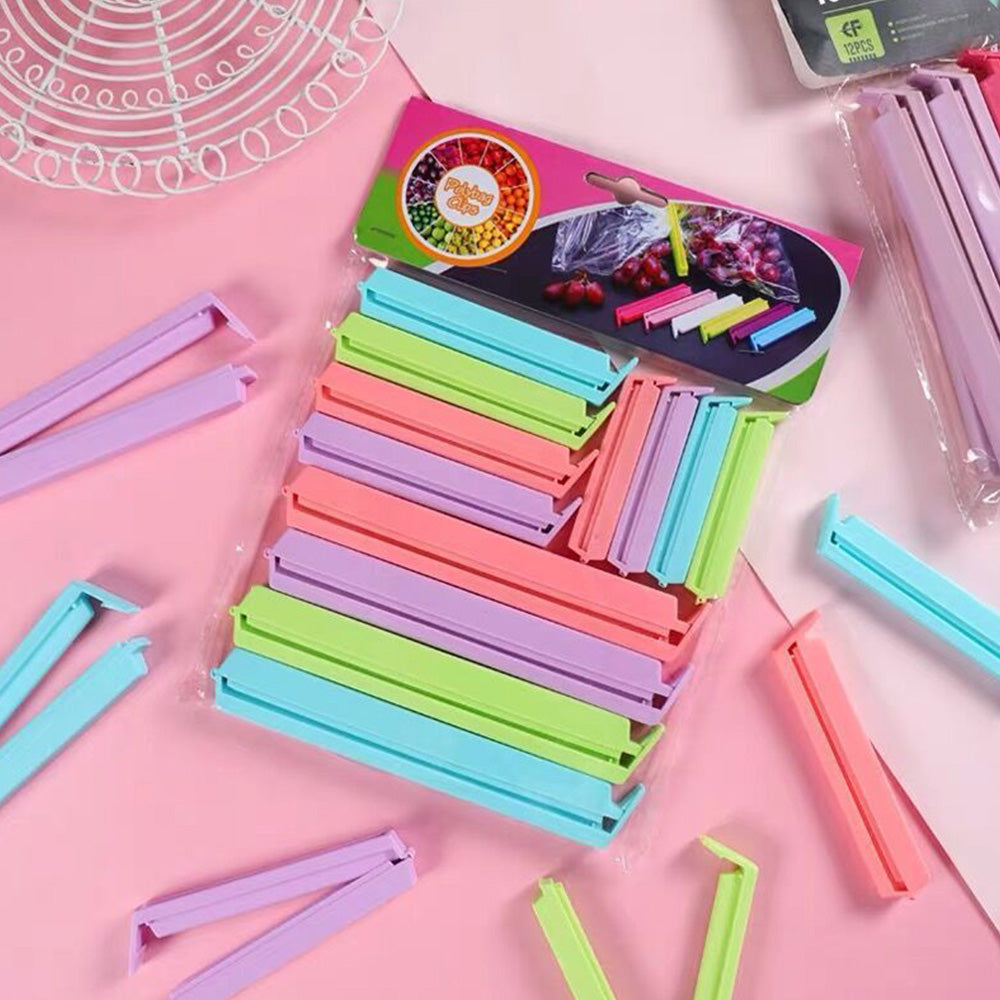 24PCS Plastic Sealing Bag Clip Sealer Clamp Kitchen Storage Food Snack Chips Seal Tool