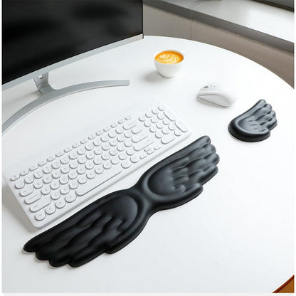 Angel Wing Wrist Rest for Keyboard and Mouse Memory Foam Gaming Wrist Rest-Black