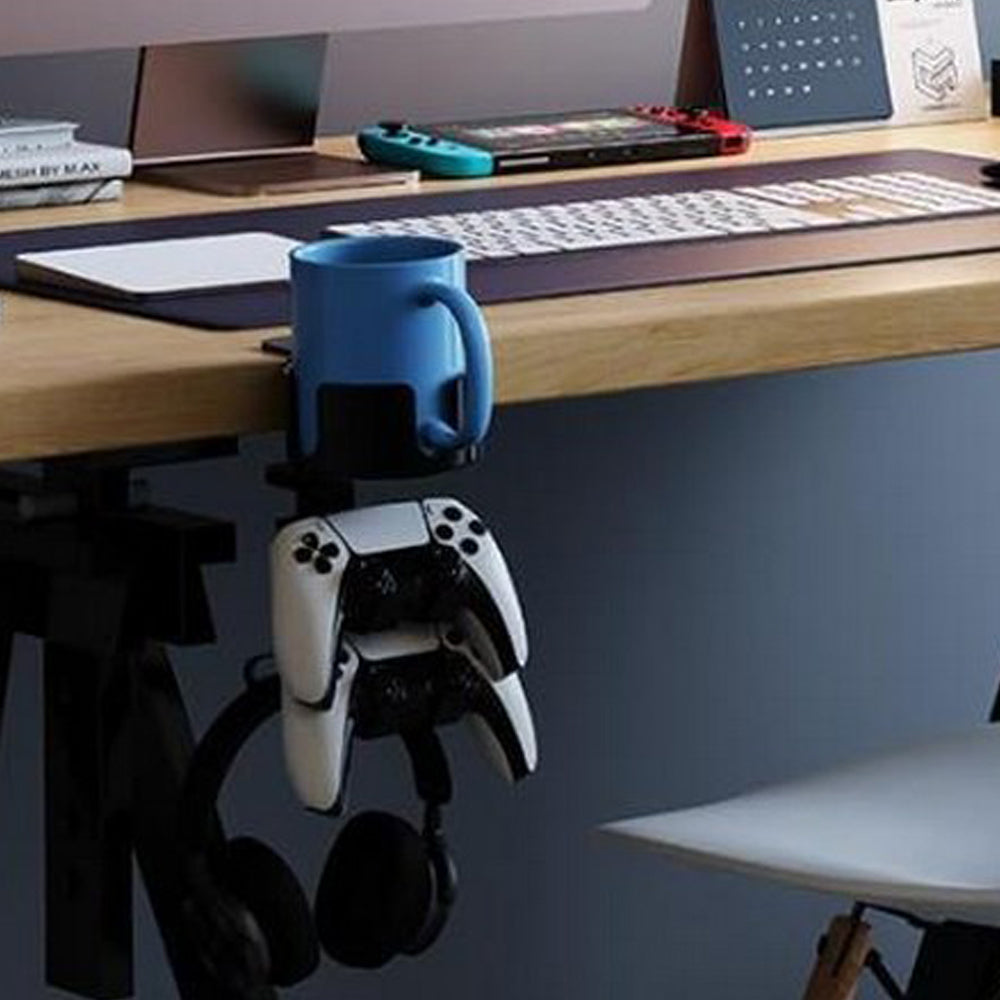360-degree Rotating Headphone and Controller Holder with Cup Stand