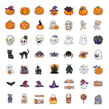 100Pcs Halloween Cartoon Stickers Cute Pumpkin Ghost Vinyl Stickers